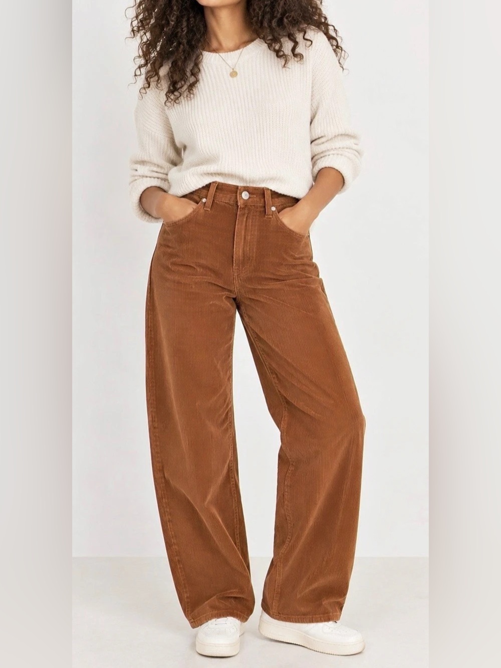 Old Navy Rust Corduroy High-Rise Barrel Leg Pants Size 8 NWT